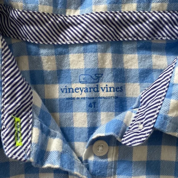Vineyard Vines | blue plaid flannel shirtdress 4T - Picture 5 of 7